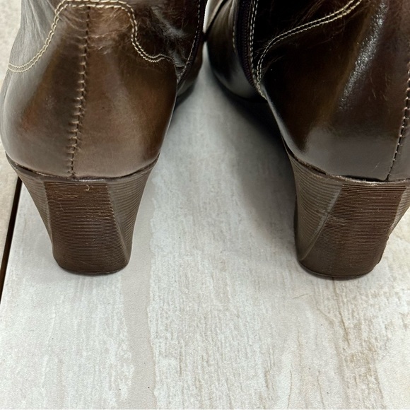 Tellenzi Womens Sz (37) 6 Wedge Heel Brown Leather Knee Boots Boho Witchy Strega - Picture 16 of 16